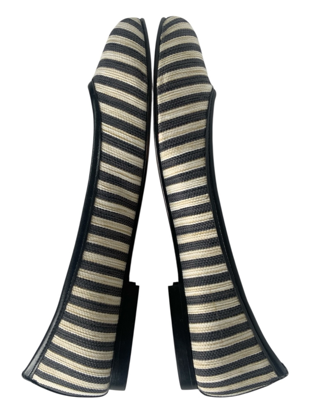 NEW French Sole FS/NY Olivia Ballet Flats Black Beige Stripe Made In Spain SZ 9 - Picture 14 of 16